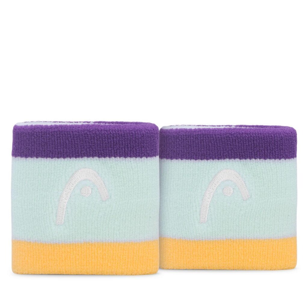 Munhequeira Head Curta 2.5 Azul Claro Roxo e Amarelo - Com 2 Unidades