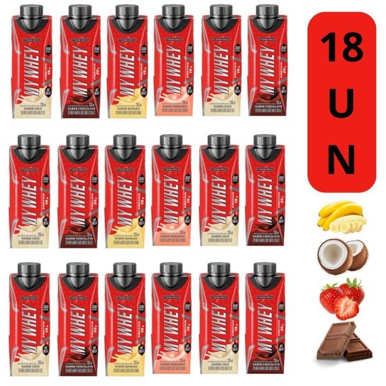 My Whey Protein Integralmédica Bebida Alta Proteína 18X250mL Morango Menor preço em My Whey Protein Integralmédica Bebida Alta Proteína 18X250mL Morango