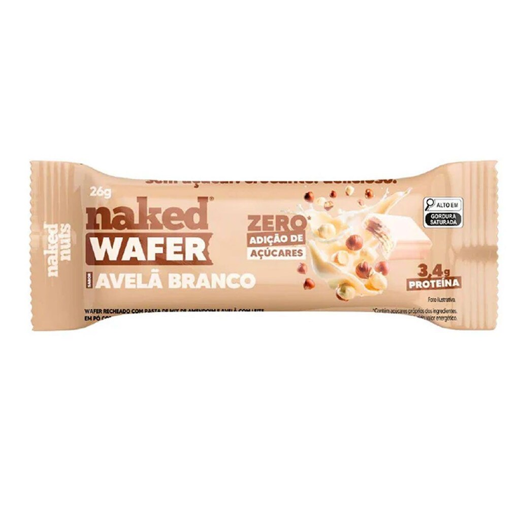 Naked Wafer - 1 Unidade 26g Avelã Branco - Naked Nuts