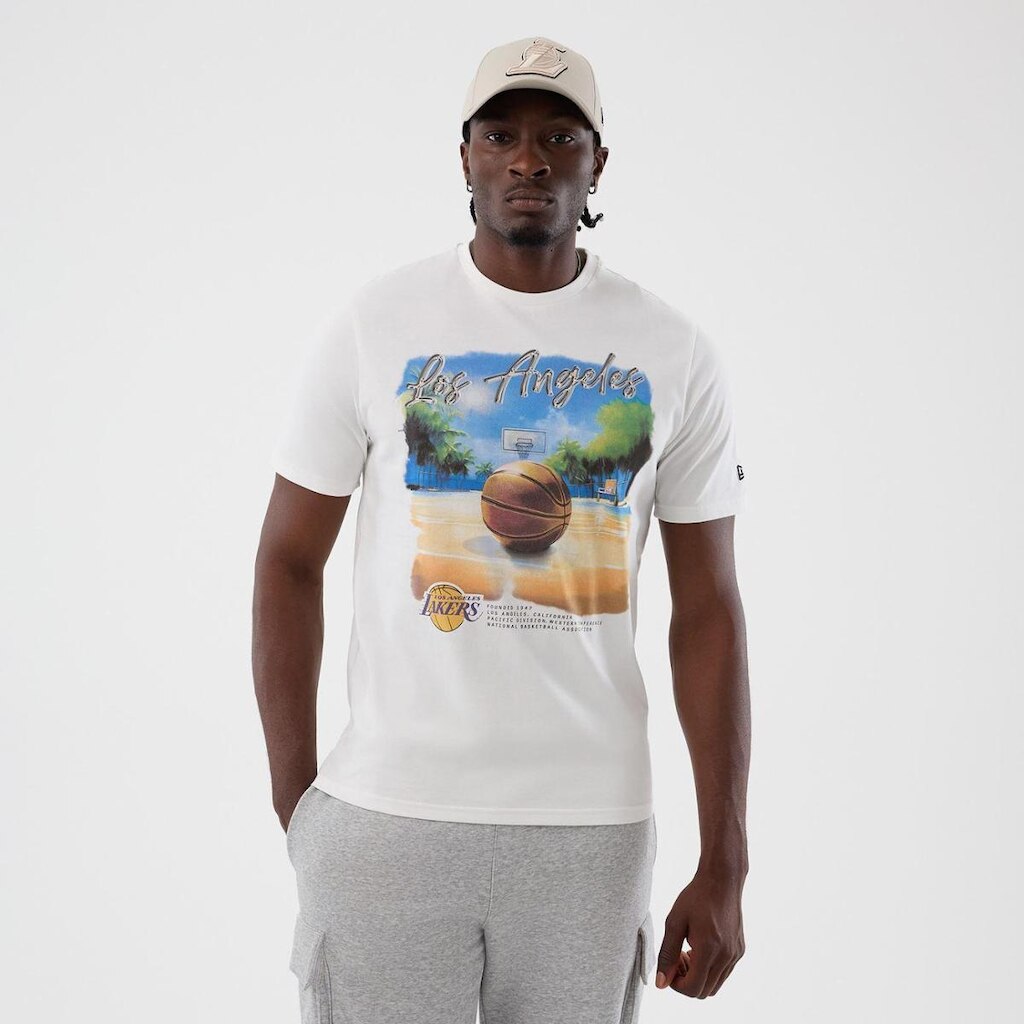 NBA NEW ERA BEACH GRPHC REG TEE LOSLAK WHI