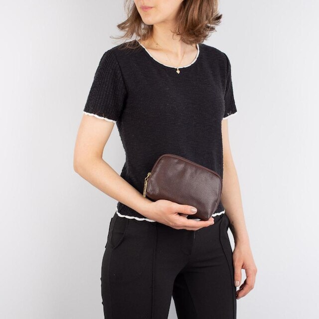 Necessaire feminina pequena de couro Duda