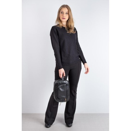 Necessaire grande de couro com bolso frontal Manuela