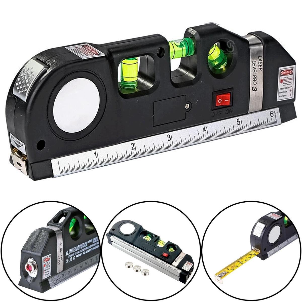 Nivel Nivelador Laser LE-1972 Trena Pro 03 3 Pontos - Preto