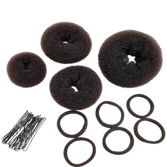 Nobrand - Kit Acessórios para Coque Rosquinha Preto (30 Peças)