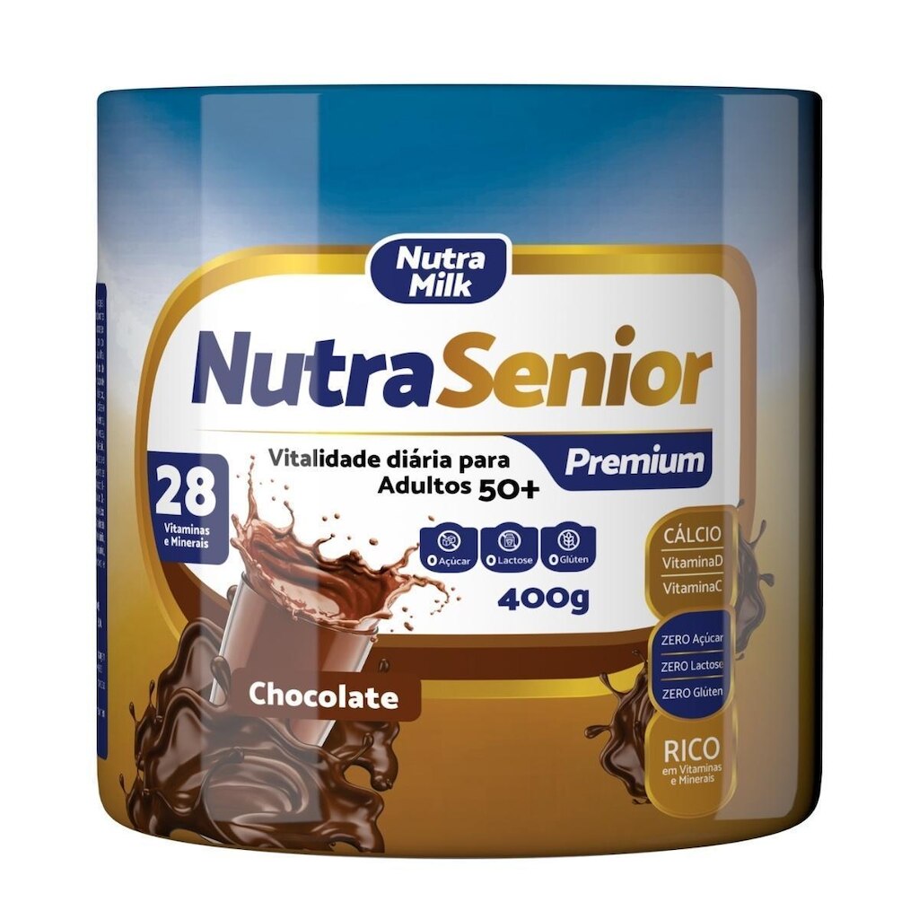 Nutra Senior +50 Premium ZERO AÇUCAR e ZERO LACTOSE 400g - 28 Vitaminas e Minerais