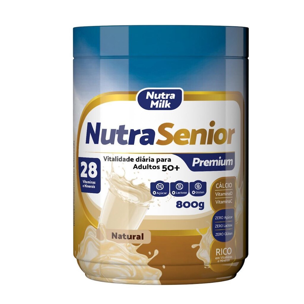 Nutra Senior +50 Premium ZERO AÇUCAR e ZERO LACTOSE 800g - 28 Vitaminas e Minerais