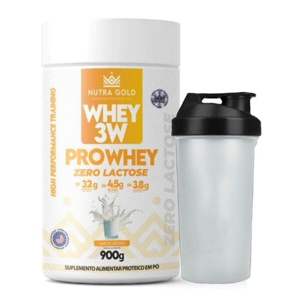 Nutra Whey Pro Zero Lactose Leitinho 900g Coqueteleira Nutra
