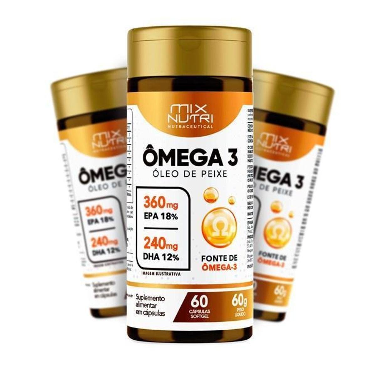 Nutraceutical Omega 3 - 60 Caps - 60g - Mix Nutri Menor preço em Nutraceutical Omega 3 - 60 Caps - 60g - Mix Nutri