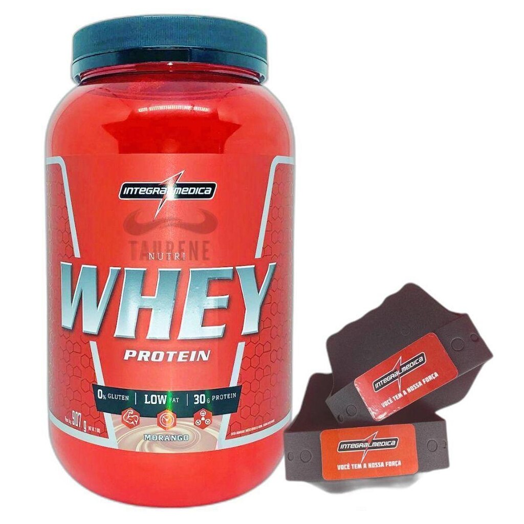 Nutri Whey Isolado Hidro 3W Morango 900g + Luva Integralmedica