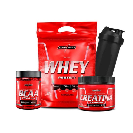 Nutri Whey/wey 907g Bcaa Creatina Integralmedica + Shaker Menor preço em Nutri Whey/wey 907g Bcaa Creatina Integralmedica + Shaker