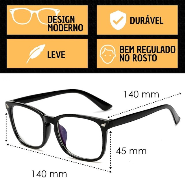 Óculos Anti Luz Azul Descanso Sem Grau Proteção Para PC TV e Cel Estilo Moderno Unissex