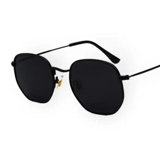 Óculos de sol feminino hexagonal Dourado