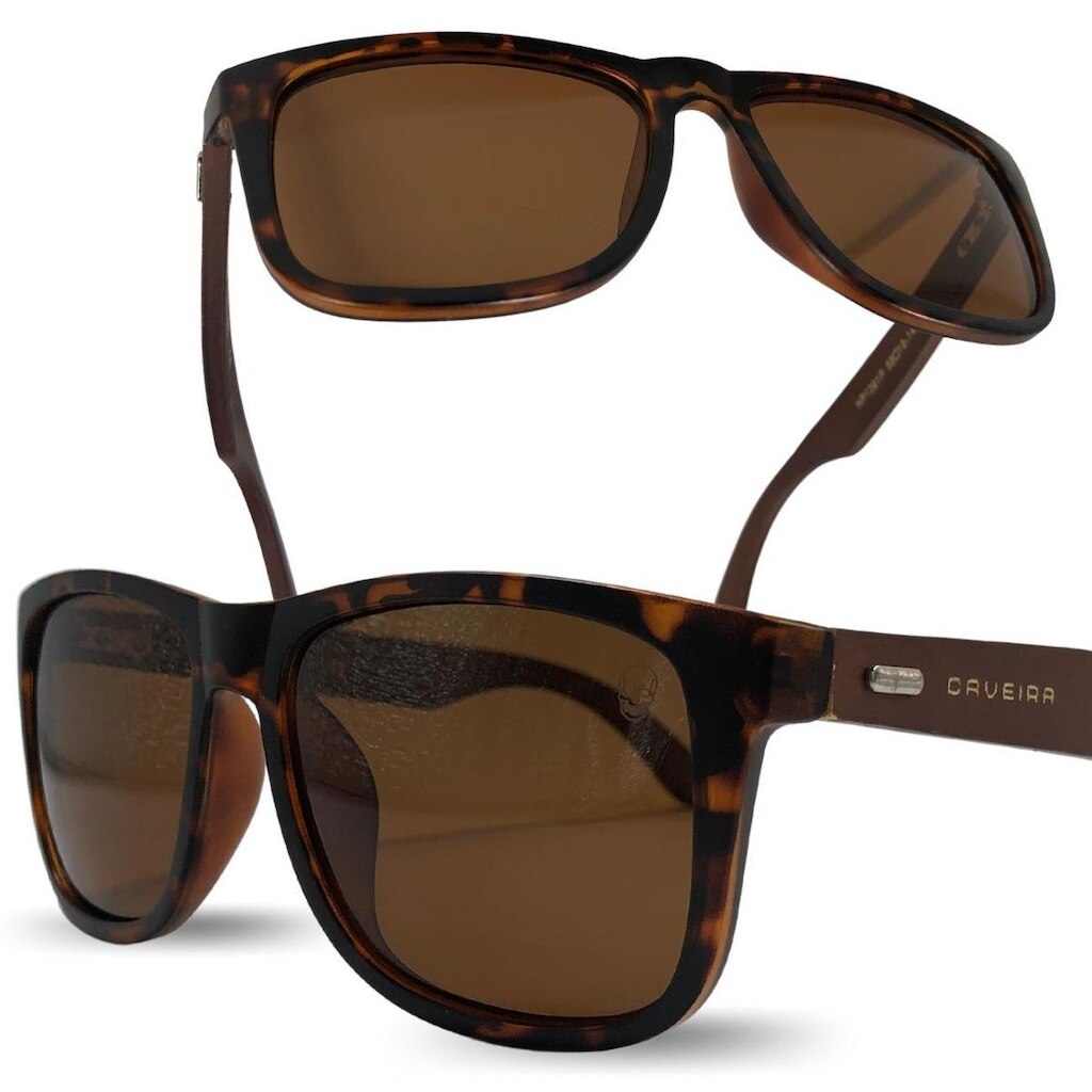 Óculos de Sol Hastes de Bambu Caveira Sunglass Tartaruga Madeira