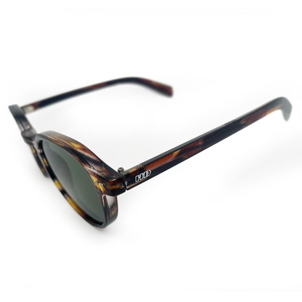 Óculos de sol HD Round Armap com armação e hastes animal print e lentes com proteção UV