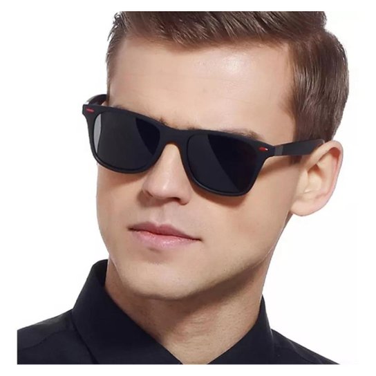 Óculos De Sol Masculino Feminino Casual Esporte Fino Modelo Clássico Lente Polarizada - Preto+Vermelho Menor preço em Óculos De Sol Masculino Feminino Casual Esporte Fino Modelo Clássico Lente Polarizada - Preto+Vermelho