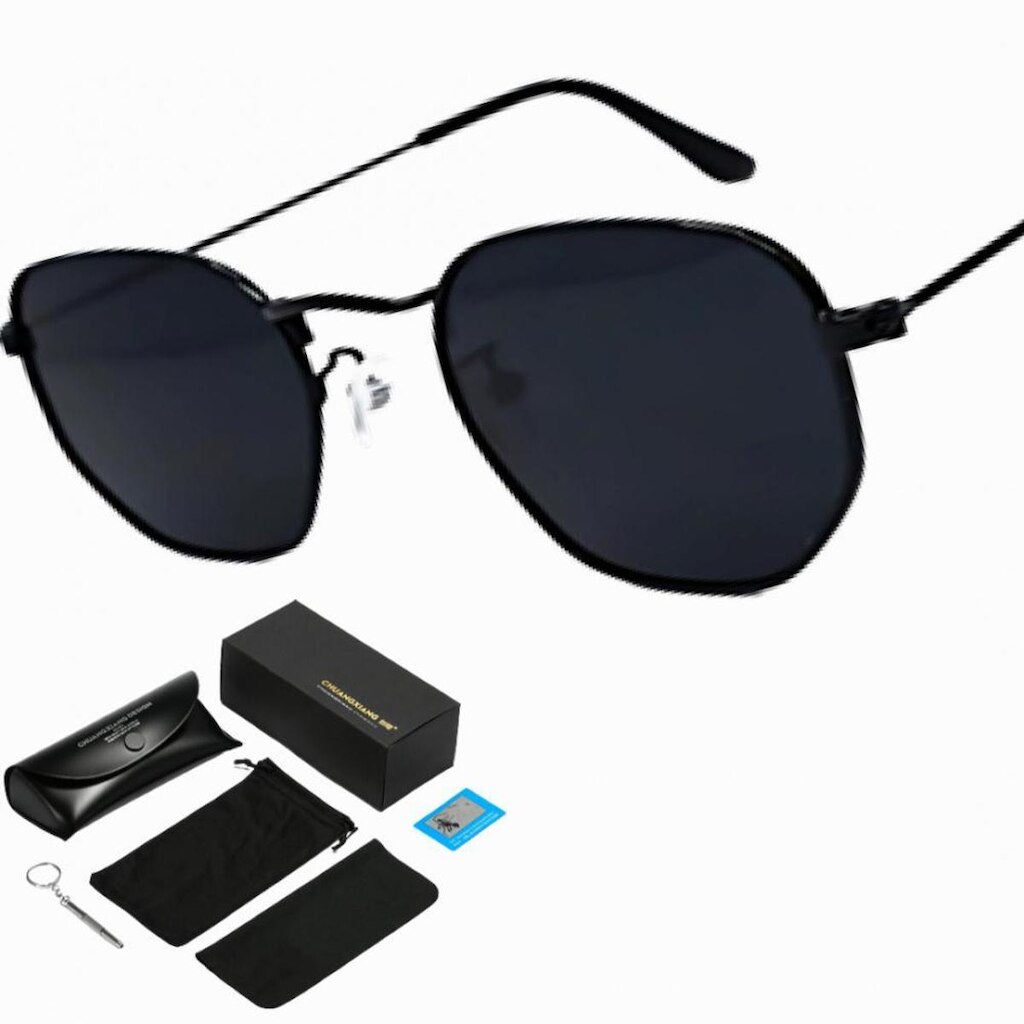 Óculos De Sol Polarizado Octogonal Metal Uv400 Com Case