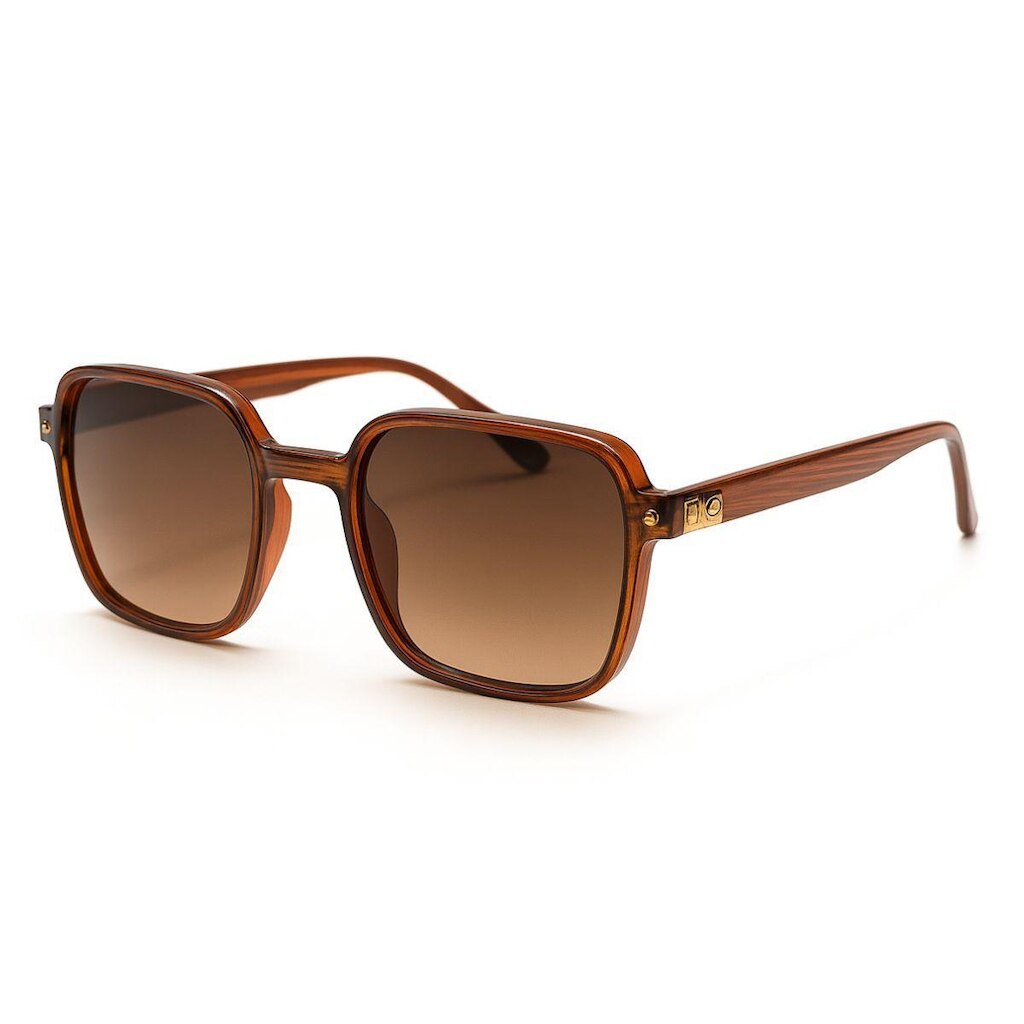Óculos de Sol Quadrado Marrom Premium Estilo Retrô
