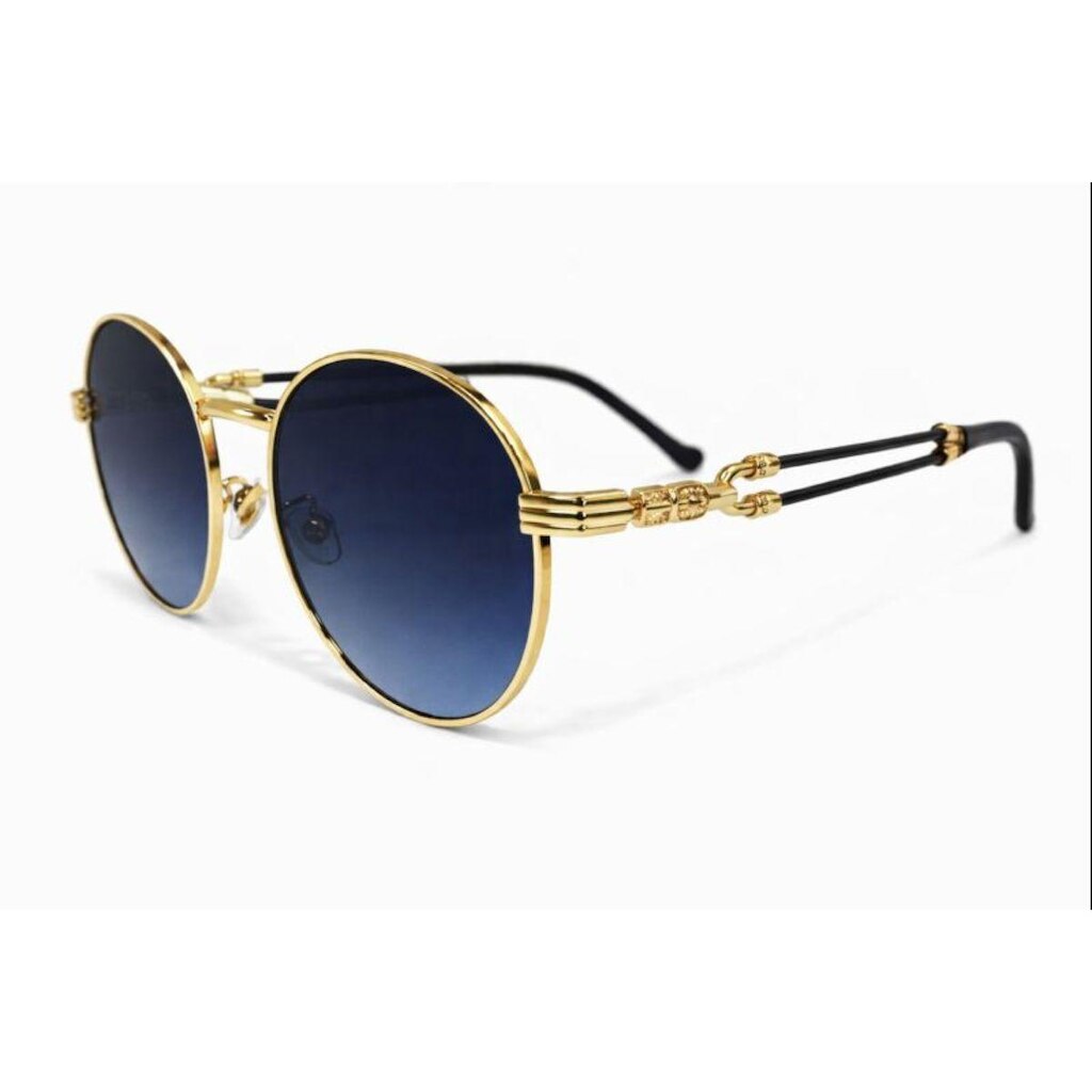 Óculos de Sol Redondo UV400 Estilo Moderno Lente Azul