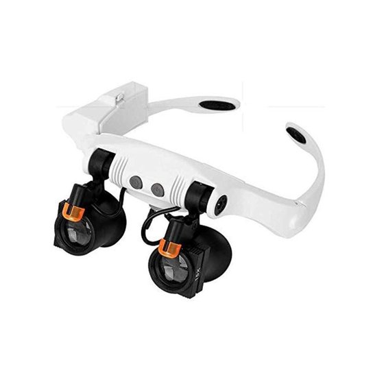 Óculos Lupa de Cabeça Profissional 7 Lentes - Branco Menor preço em Óculos Lupa de Cabeça Profissional 7 Lentes - Branco