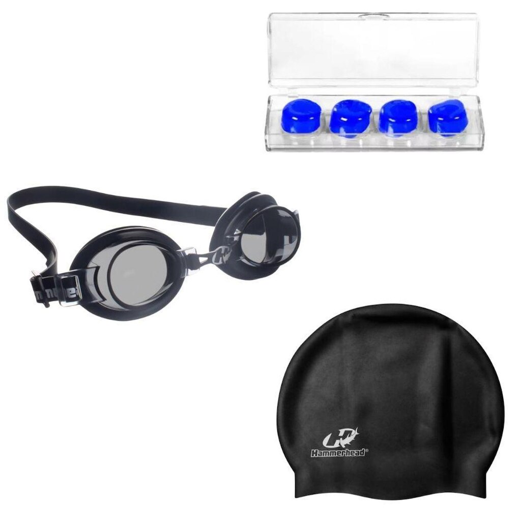 Óculos Natação Hammerhead Focus  Júnior 1.0 + Touca + Protetor de ouvido