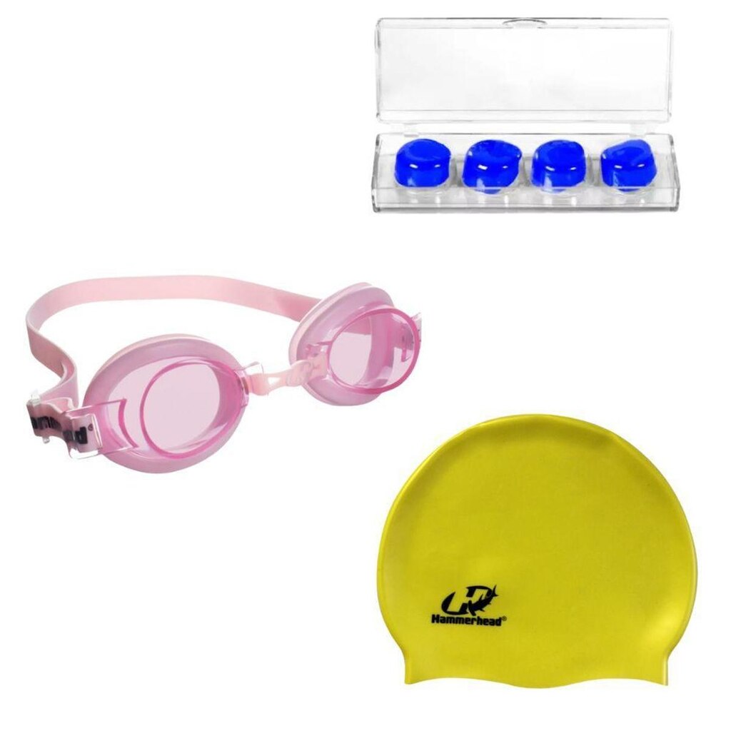 Óculos Natação Hammerhead Focus  Júnior 1.0 + Touca + Protetor de ouvido