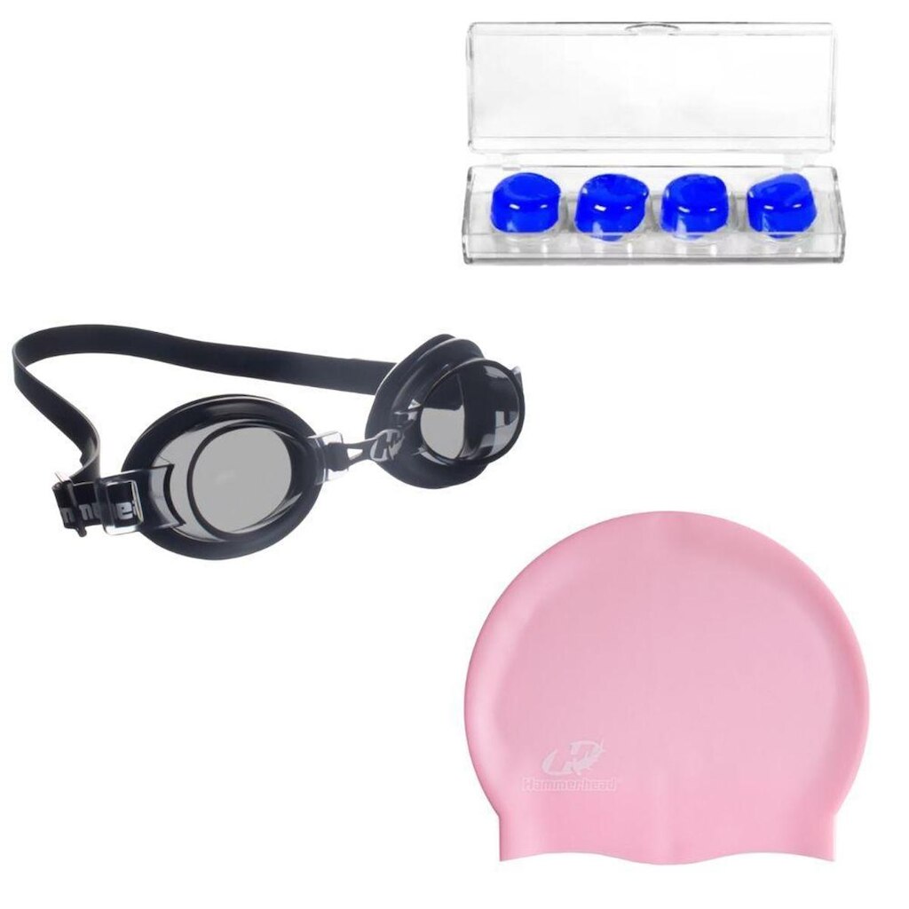 Óculos Natação Hammerhead Focus  Júnior 1.0 + Touca + Protetor de ouvido