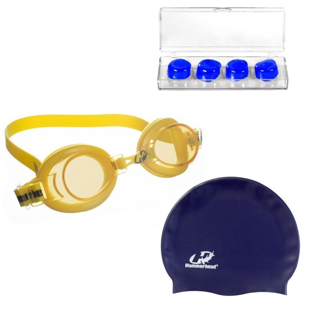 Óculos Natação Hammerhead Focus  Júnior 1.0 + Touca + Protetor de ouvido