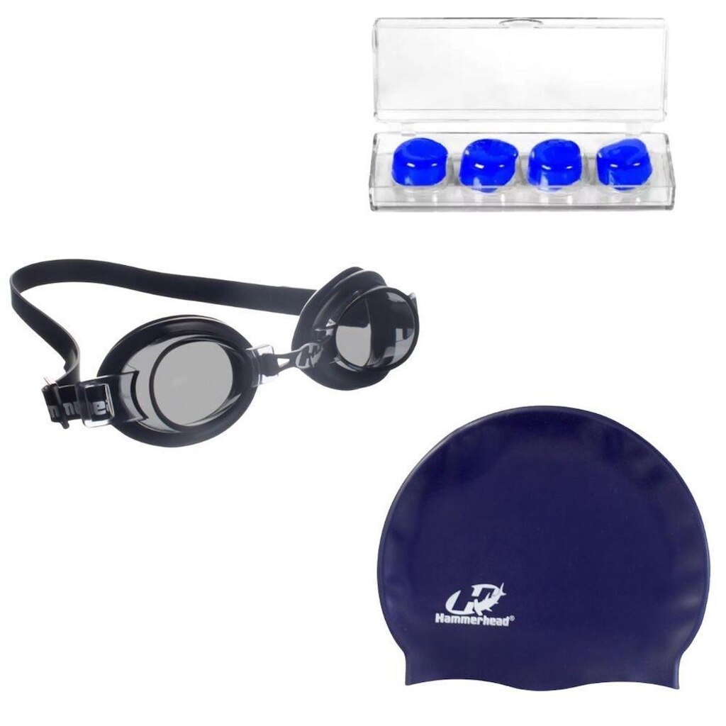 Óculos Natação Hammerhead Focus  Júnior 1.0 + Touca + Protetor de ouvido