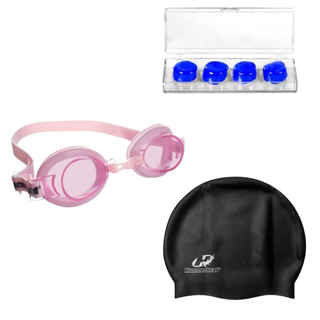 Óculos Natação Hammerhead Focus  Júnior 1.0 + Touca + Protetor de ouvido