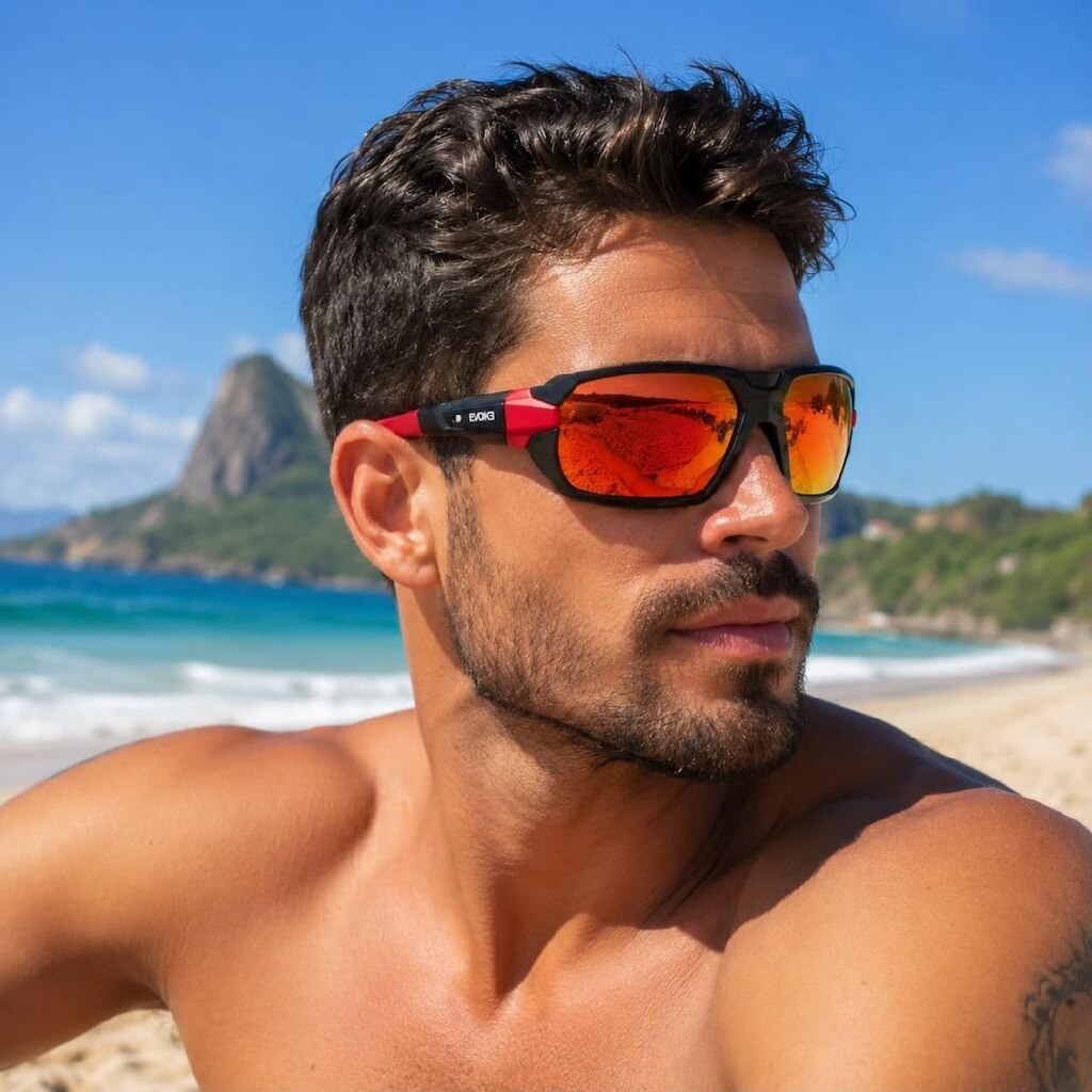 Óculos Solar Evoke Kiteloop Elp 02 A09p Brilho Lente Vermelho Espelhada Polarizada