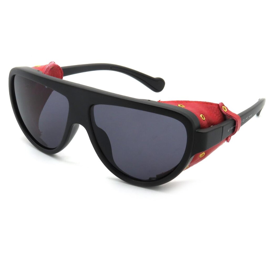 Óculos Solar Prorider Preto com detalhes imitando couro Vermelho - R21113
