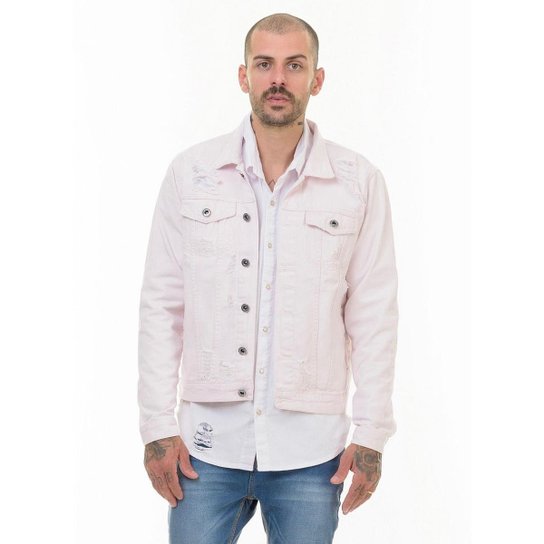 OFFERT Jaqueta Jeans Destroyed Rosa Nude Slim Fit Rosa Nude M - Rosa Menor preço em OFFERT Jaqueta Jeans Destroyed Rosa Nude Slim Fit Rosa Nude M - Rosa