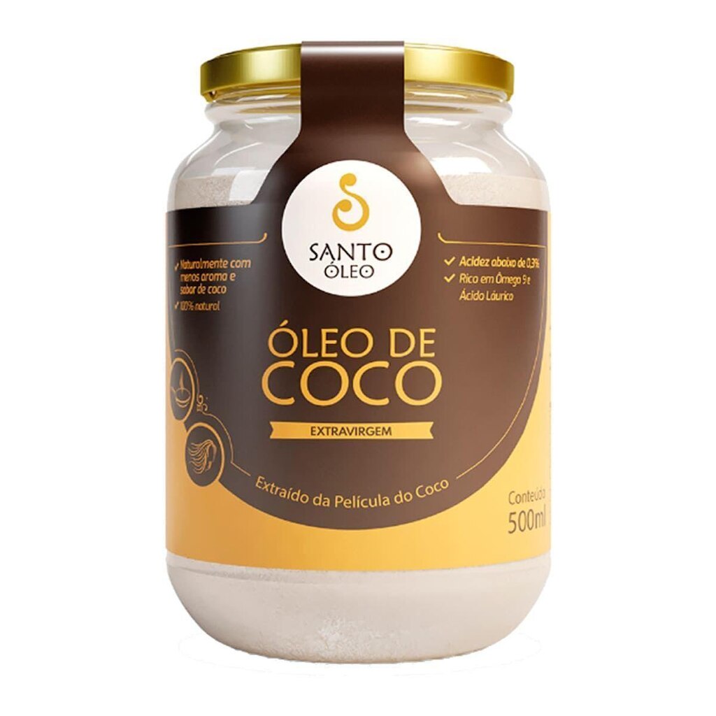 Óle o  de Coco Extra Virgem de Película - 500ml - Santo Óleo