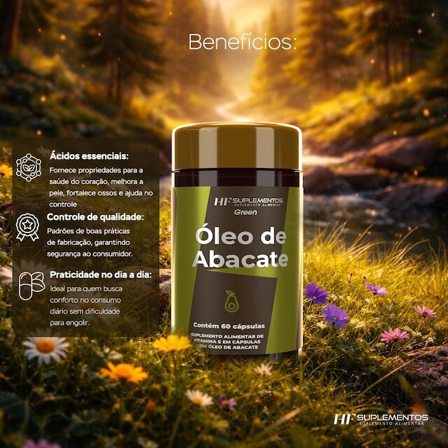 OLEO DE ABACATE COM VITAMINAS 1000MG 60 CAPS HF SUPLEMENTS