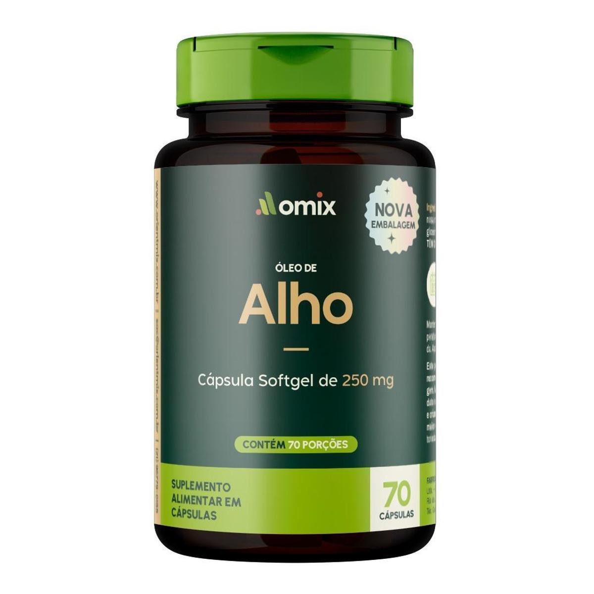 Óleo de Alho (250 mg) - 70 Cápsulas - Omix