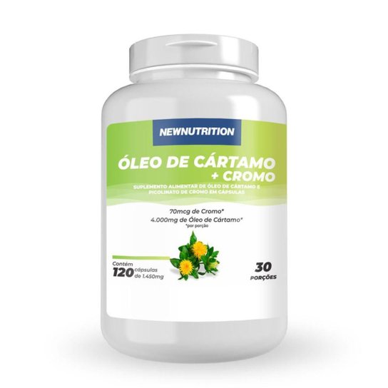 Oleo de Cartamo + Cromo 1000mg 120caps New Nutrition Sabor:Sem Menor preço em Oleo de Cartamo + Cromo 1000mg 120caps New Nutrition Sabor:Sem