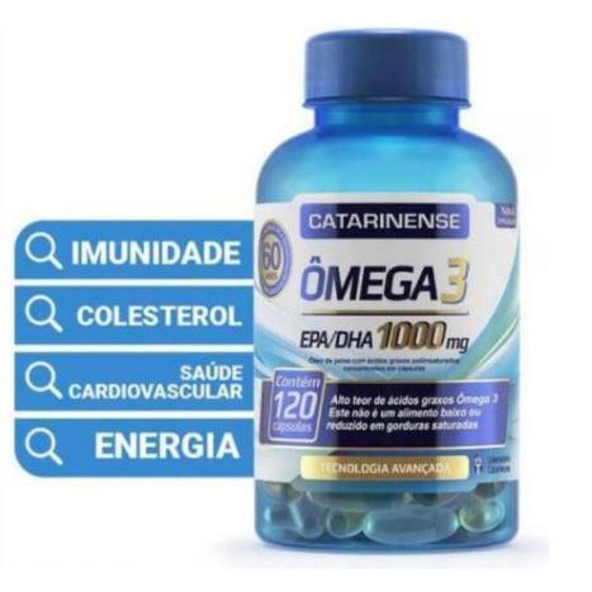 Ômega 3 1000mg óleo de peixe catarinense 120 caps EPA 540mg + DHA