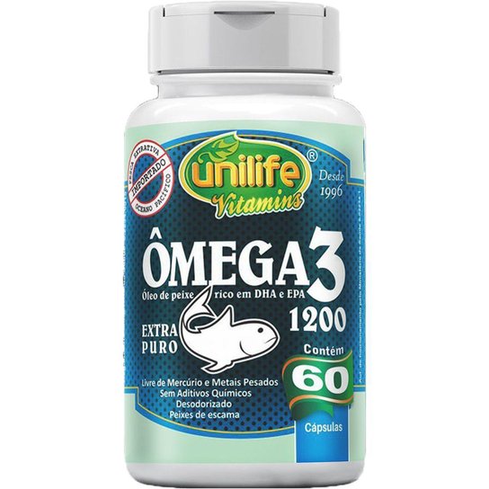 OMEGA 3 1200MG UNILIFE 60CAPS - Azul Menor preço em OMEGA 3 1200MG UNILIFE 60CAPS - Azul