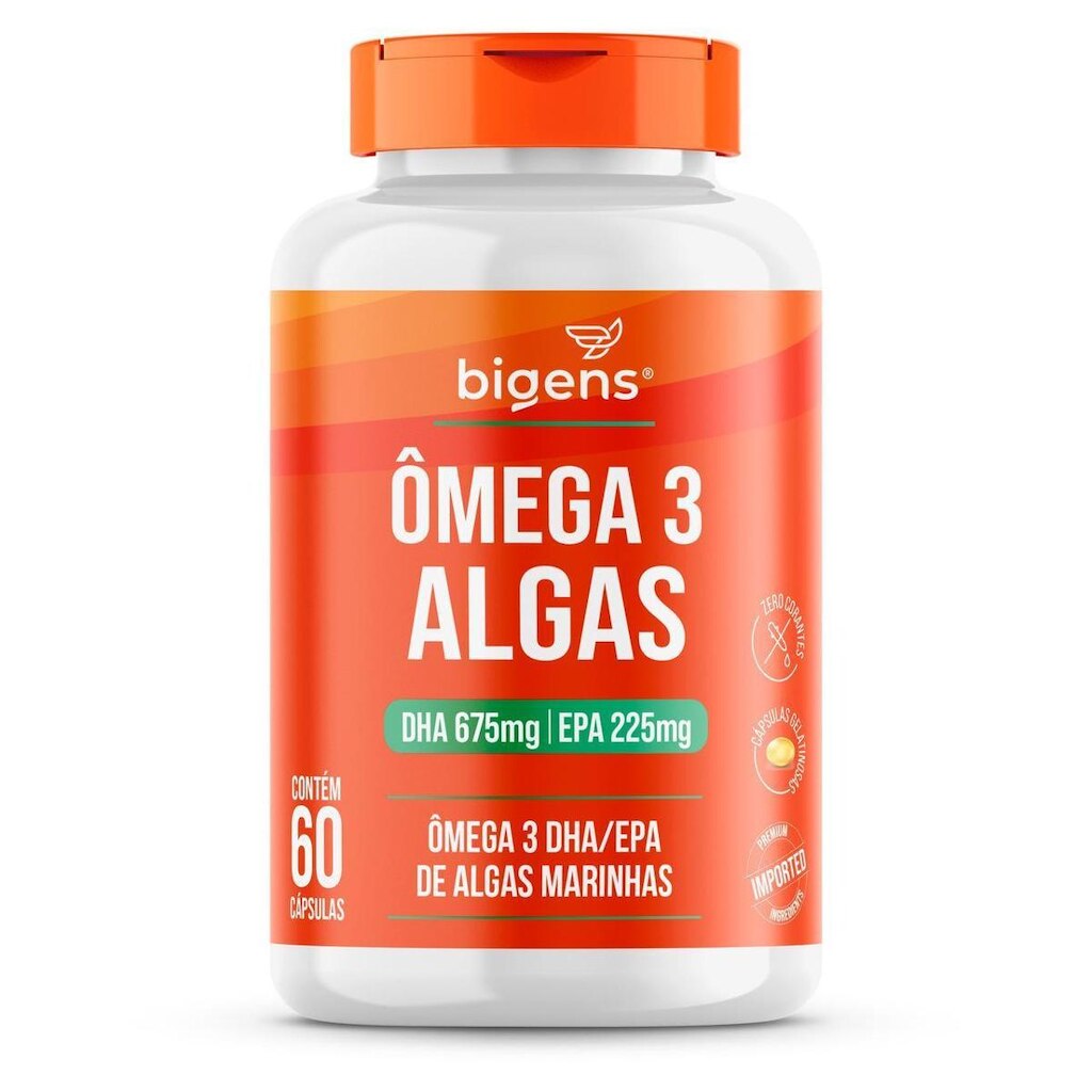 Ômega 3 Algas Dha 675mg + Epa 225mg Algas Marinhas 60 Caps Bigens