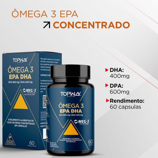 Ômega 3 Concentrado Com Epa E Dha Pote 60 Capsulas Topway