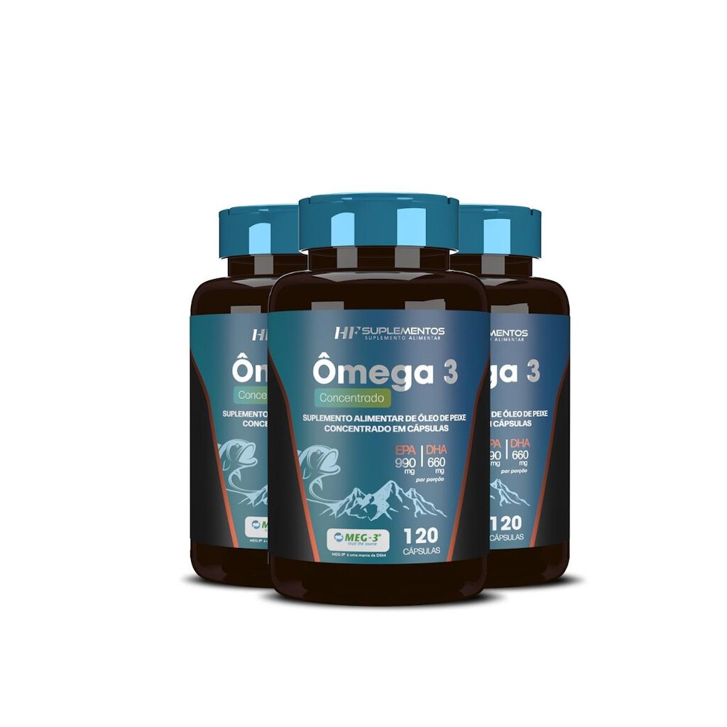 Ômega 3 Concentrado Hf Suplementos 120 Caps com 3