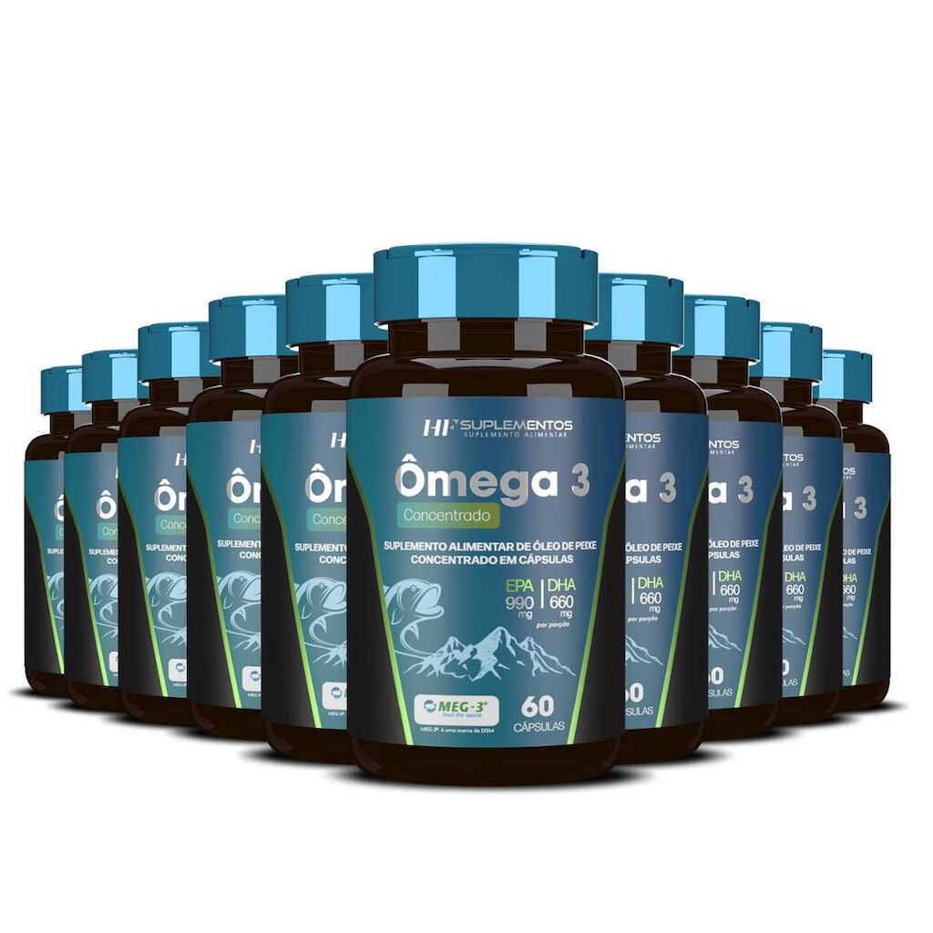 Ômega 3 Concentrado Hf Suplementos 60 Caps com 10