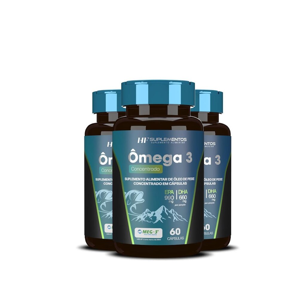 Ômega 3 Concentrado Hf Suplementos 60 Caps com 3