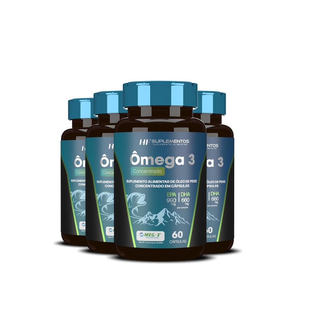 Ômega 3 Concentrado Hf Suplementos 60 Caps com 4