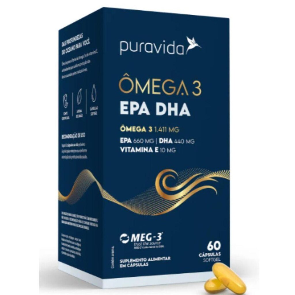 Omega 3 EPA 660Mg DHA 440mg 60Caps - PuraVida