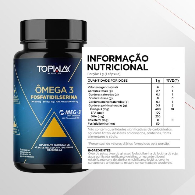 Ômega 3 Fosfatidilserina Pote 60 Capsulas Suplemento Topway