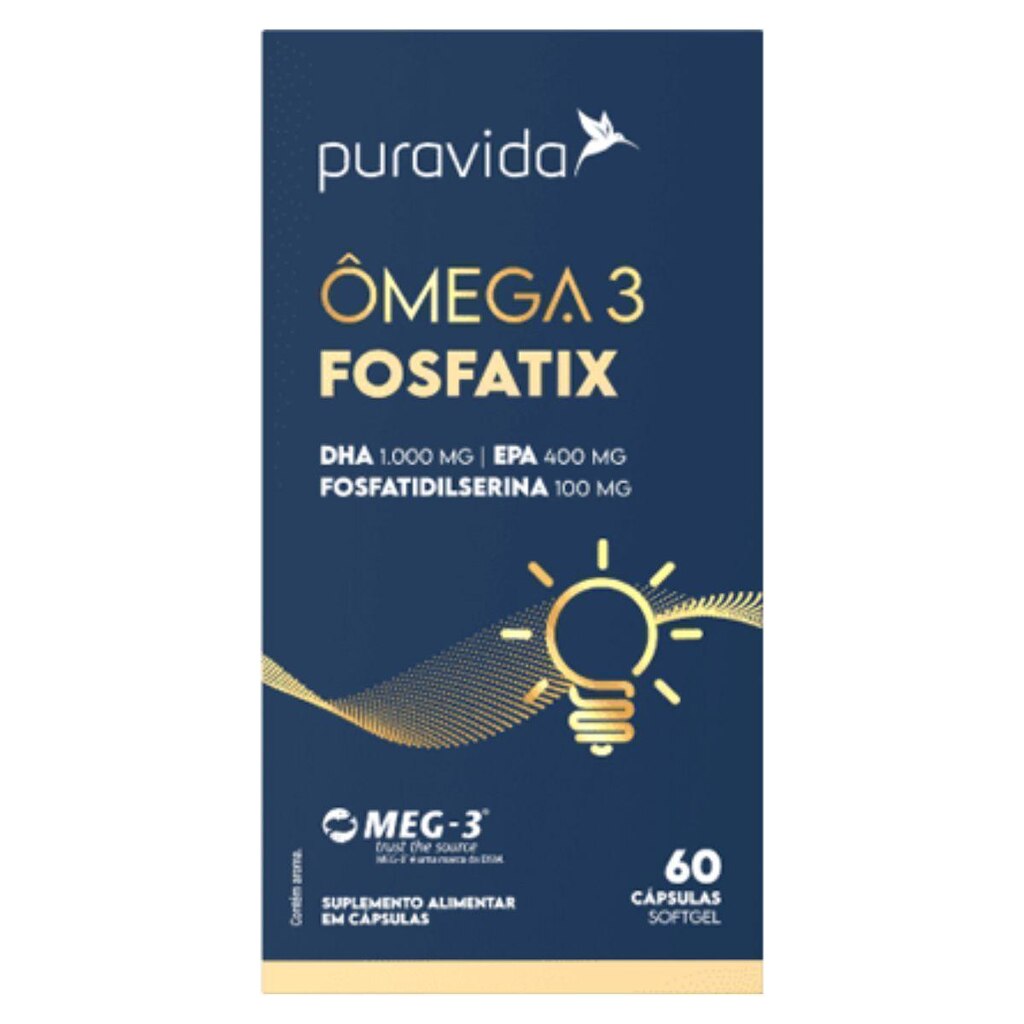 Ômega 3 Fosfatix DHA EPA Fosfatidilserina 60 Cápsulas Pura Vida