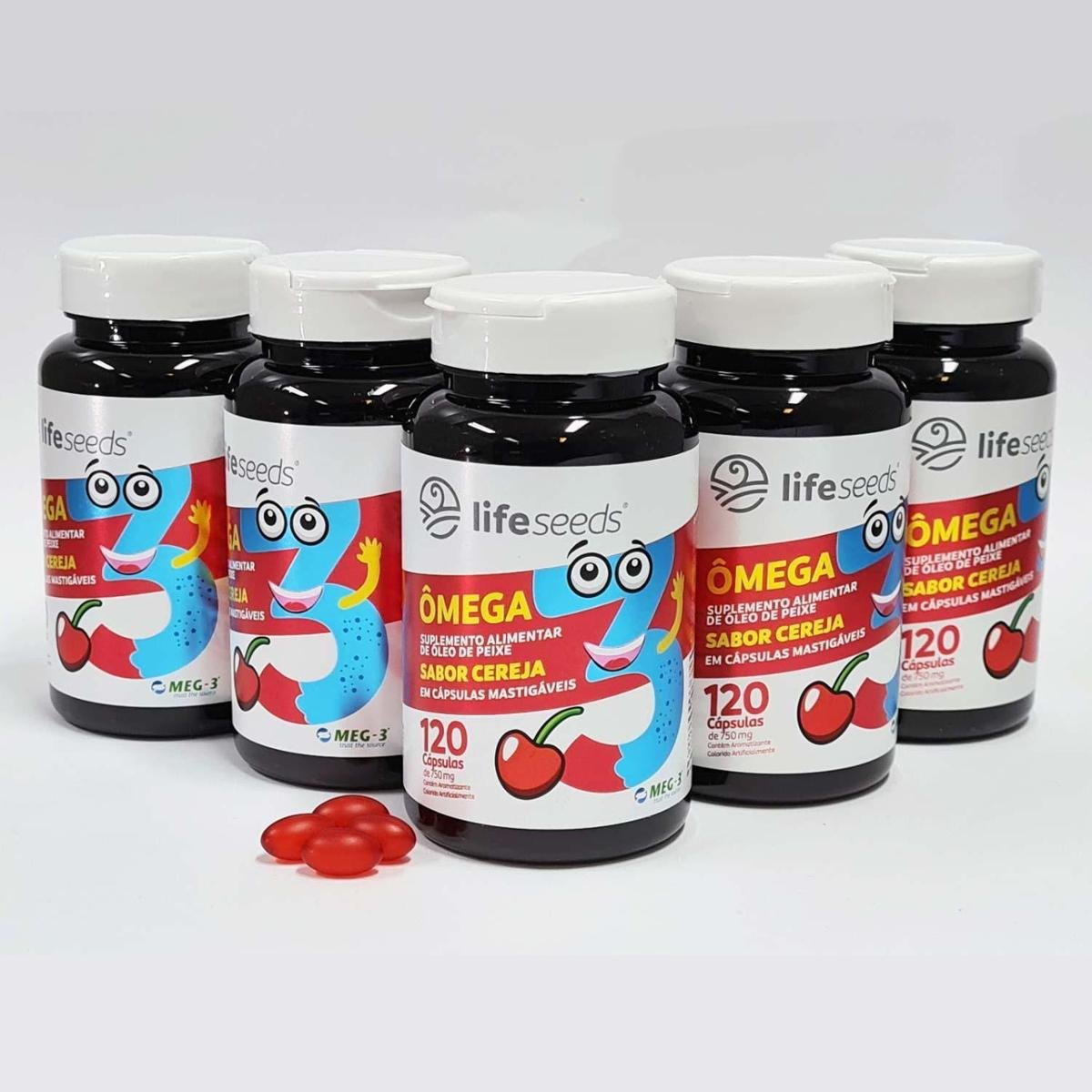 Ômega 3 Infantil Crianças Mastigável Cereja EPA DHA 120 Caps