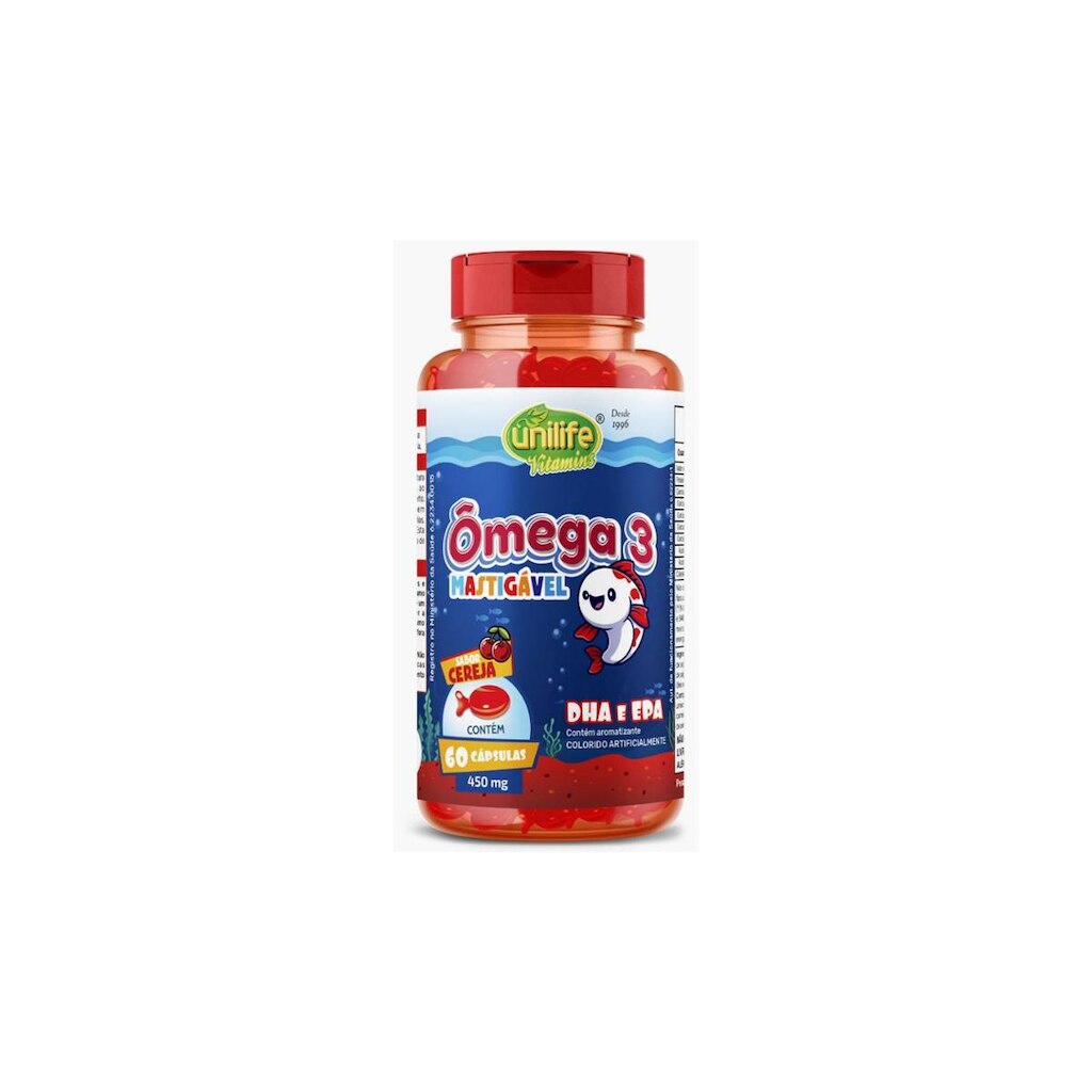 Ômega 3 Kids Mastigável Cereja 60 cps Dha e Epa Unilife
