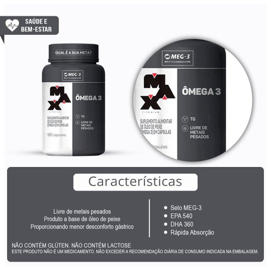 Ômega 3 Max Titanium 90 Cápsulas com EPA e DHA